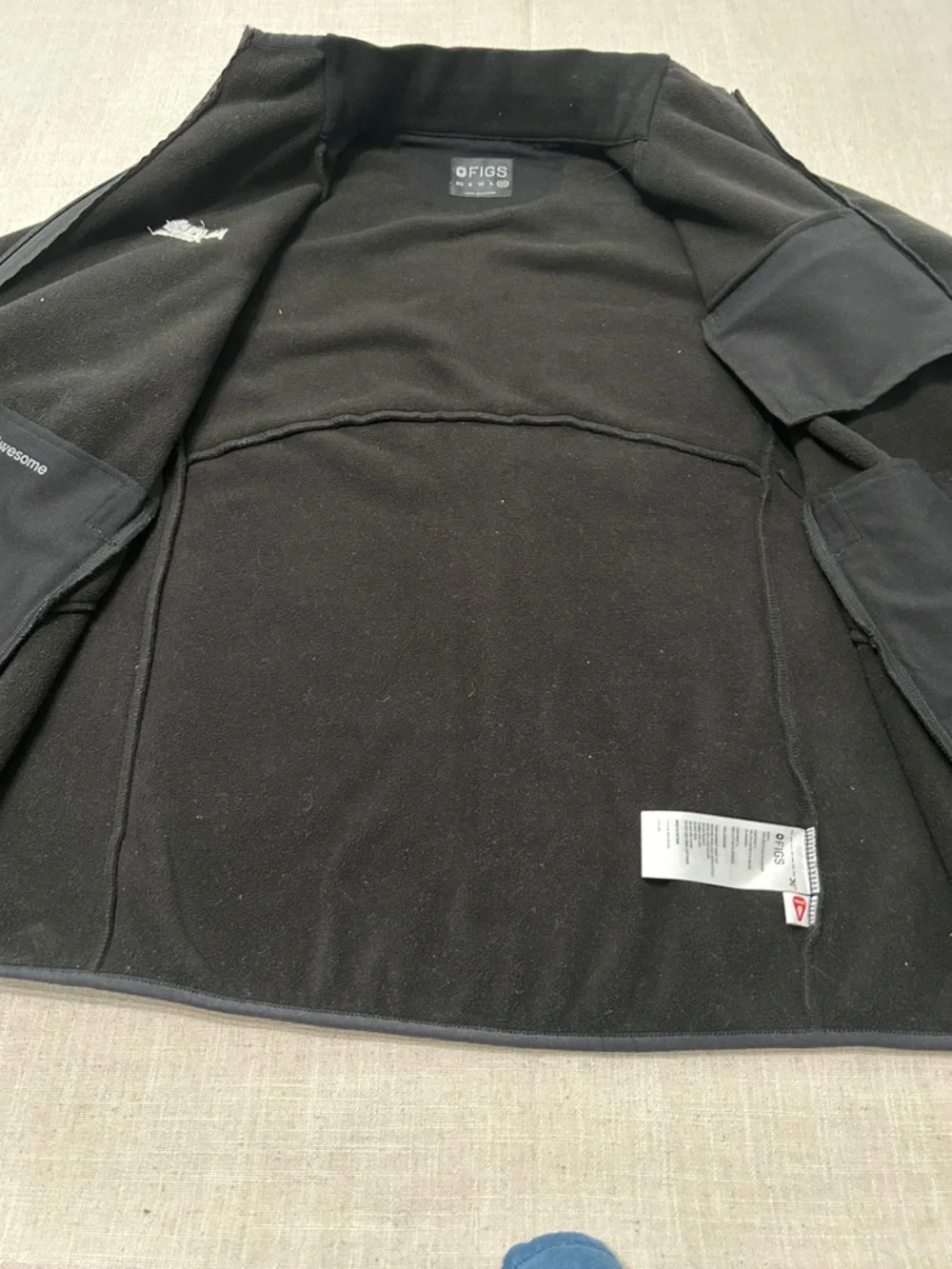 Figs On Shift Fleece Jacket XL Black Full Zip Cozy Warm Healthcare Coat